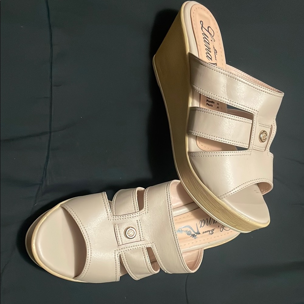 Martina Liana Cream Wedge Sandals